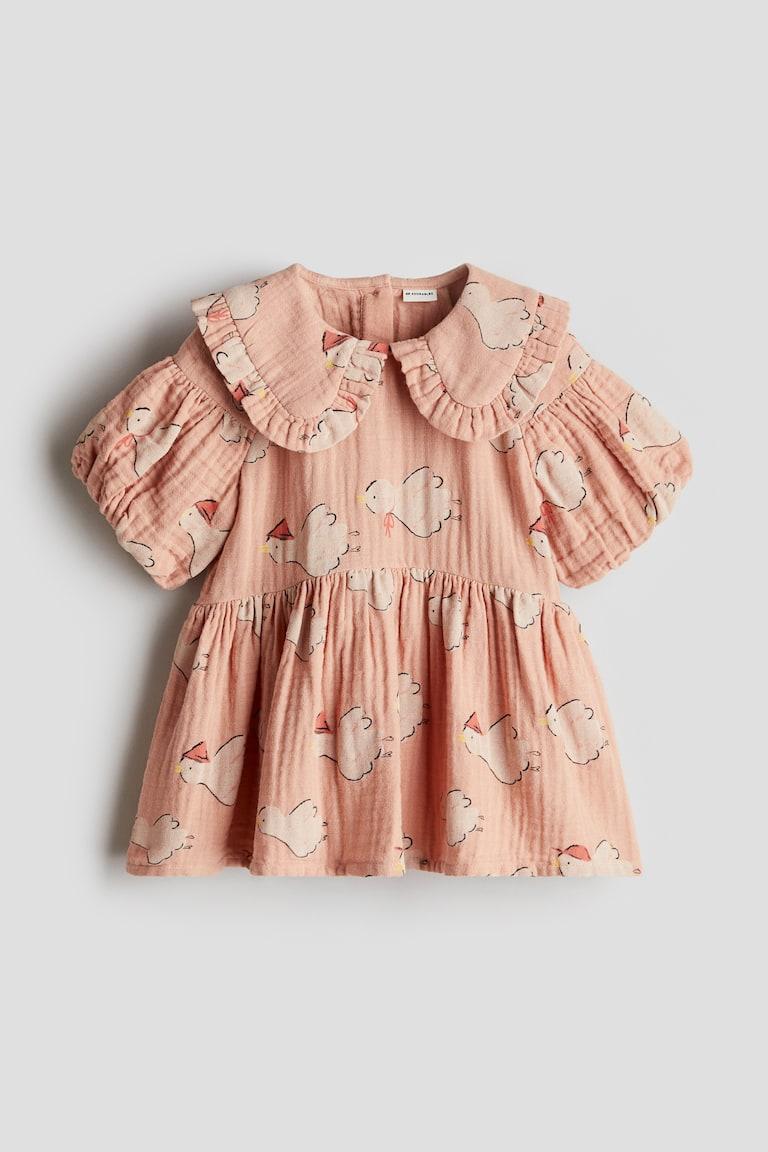 H&M Baumwollkleid Mit Puffärmeln