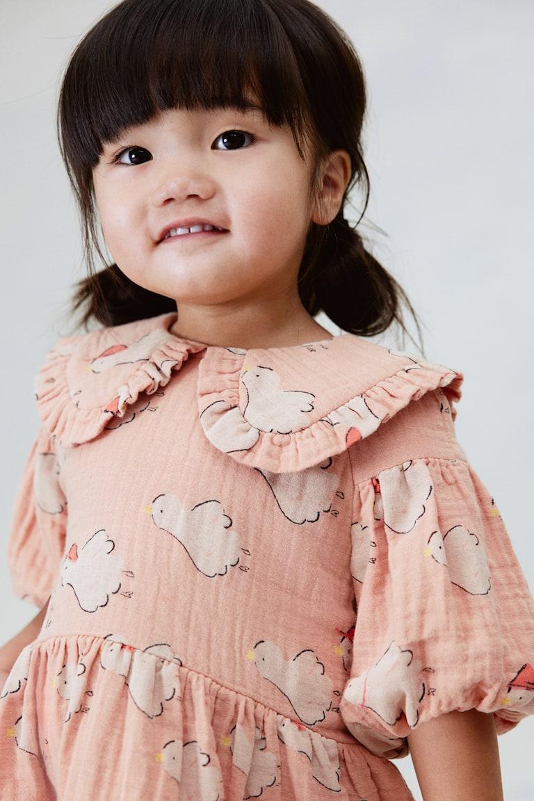 H&M Baumwollkleid Mit Puffärmeln