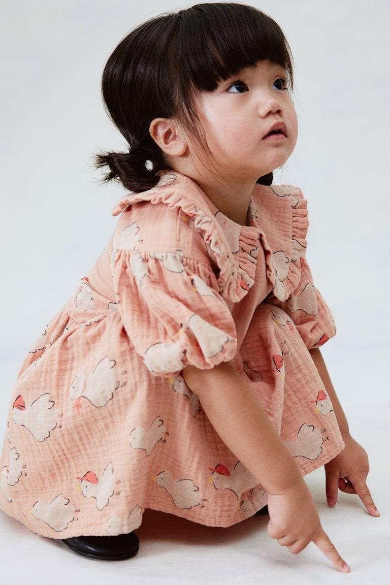 H&M Baumwollkleid Mit Puffärmeln