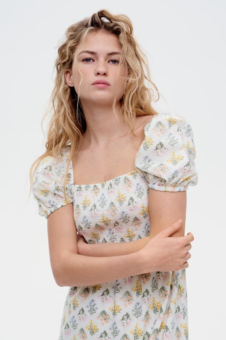H&M Baumwollkleid mit Puffärmeln