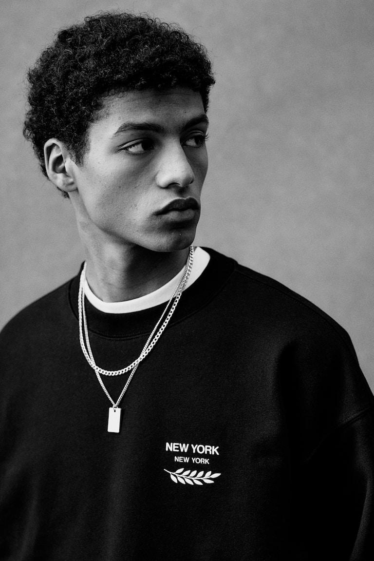 H&M Bedrucktes Sweatshirt In Loose Fit