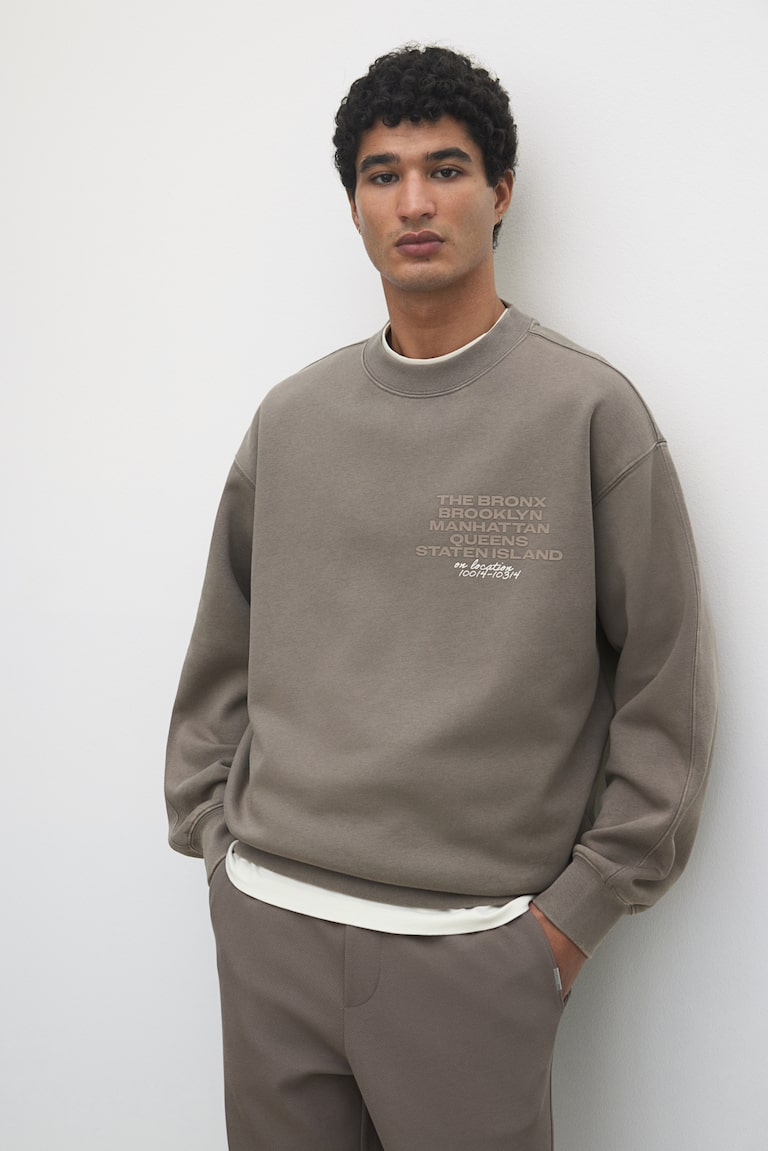 H&M Bedrucktes Sweatshirt in Loose Fit