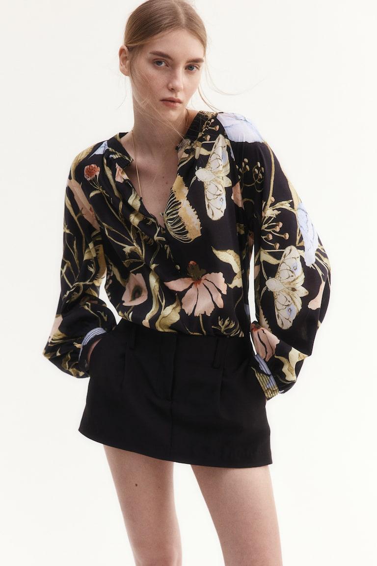 H&M Bluse Mit Stehkragen