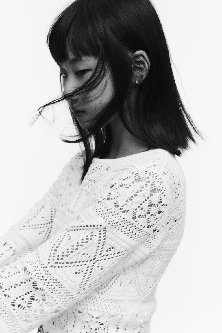 H&M Cropped Shirt In Pointellestrick