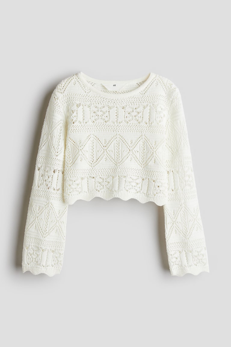 H&M Cropped Shirt In Pointellestrick