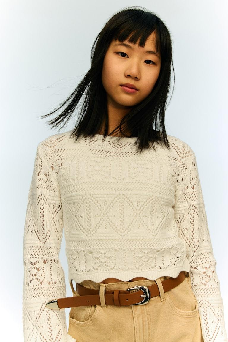 H&M Cropped Shirt in Pointellestrick