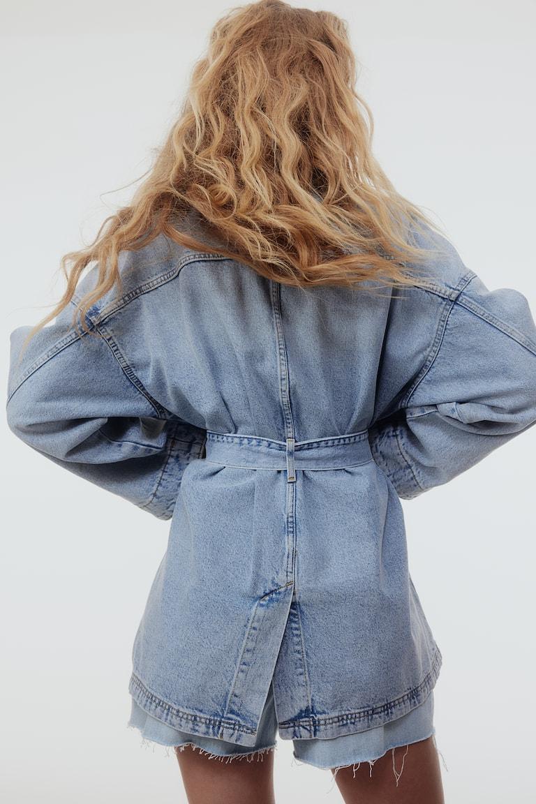H&M Denimjacke Mit Bindegürtel