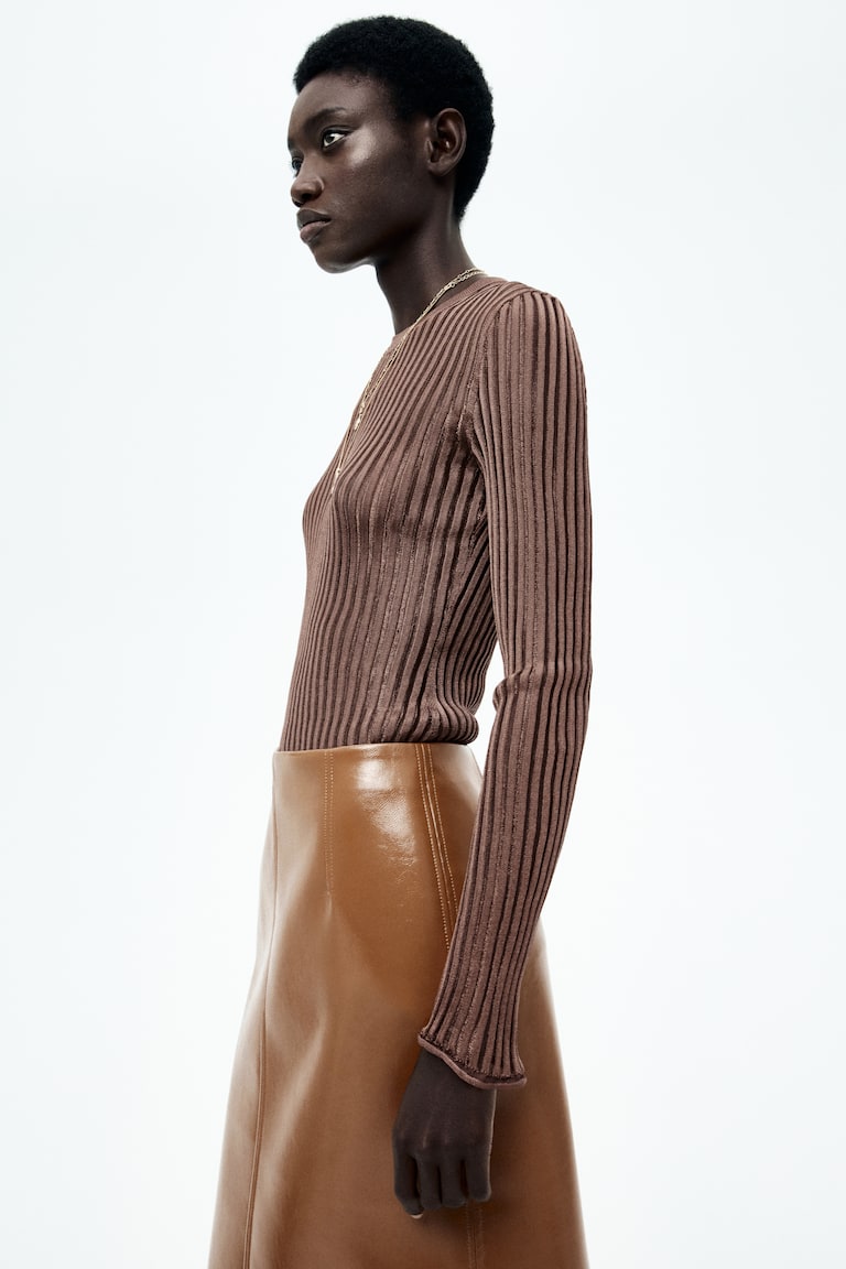 H&M Durchscheinendes Shirt In Rippstrick