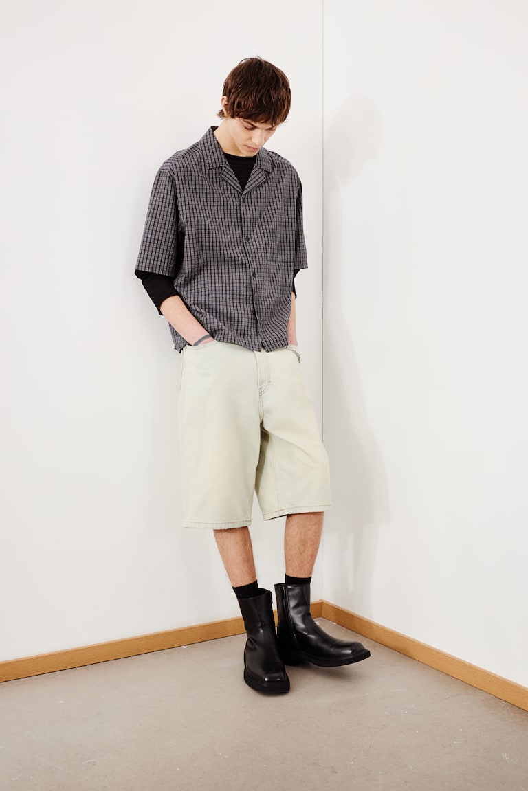 H&M Freizeithemd aus Seersucker in Loose Fit