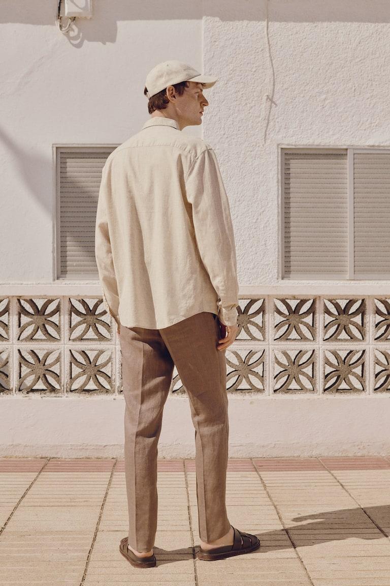 H&M Hemd Aus Leinenmix In Regular Fit