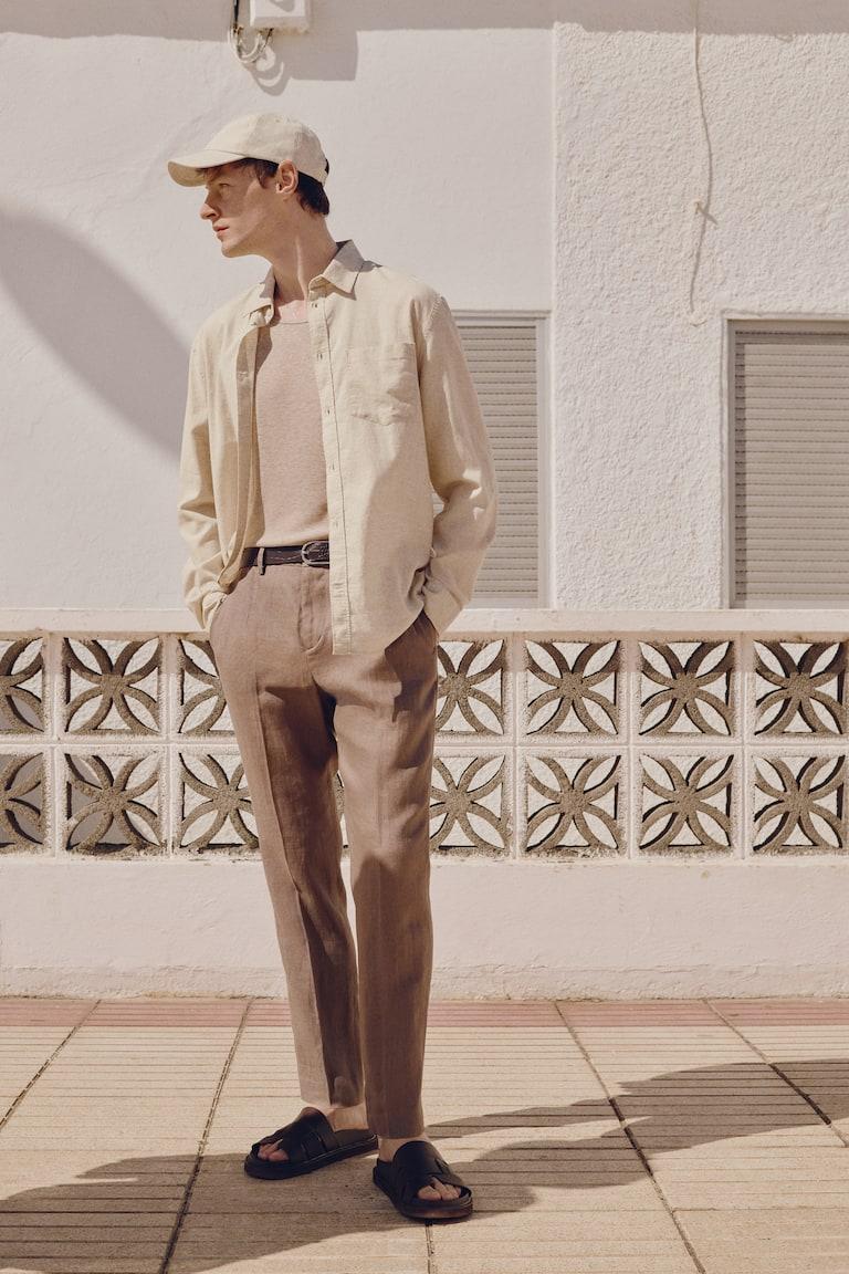 H&M Hemd aus Leinenmix in Regular Fit