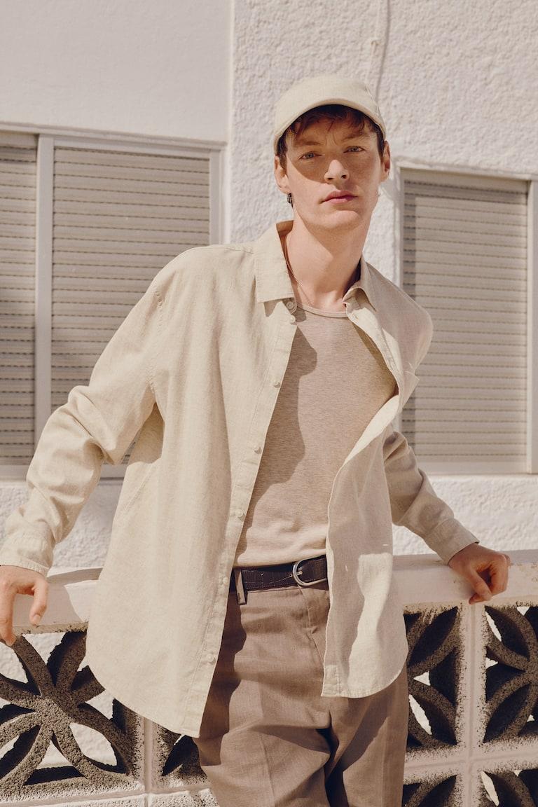 H&M Hemd Aus Leinenmix In Regular Fit