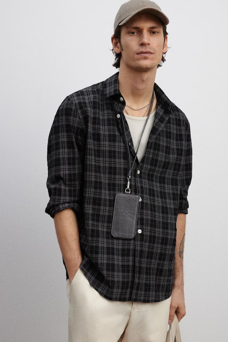 H&M Hemd mit Struktur in Loose Fit