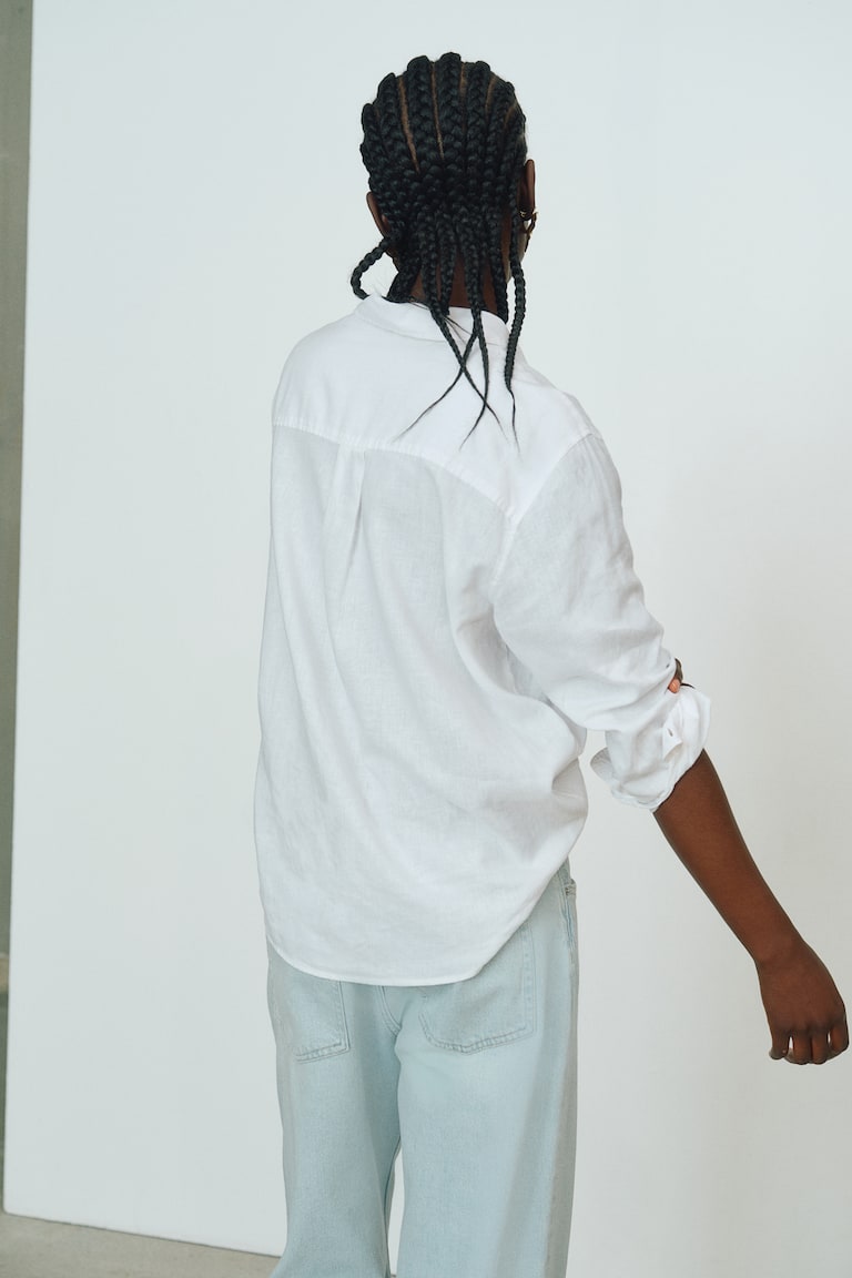 H&M Hemdbluse Aus Leinenmix