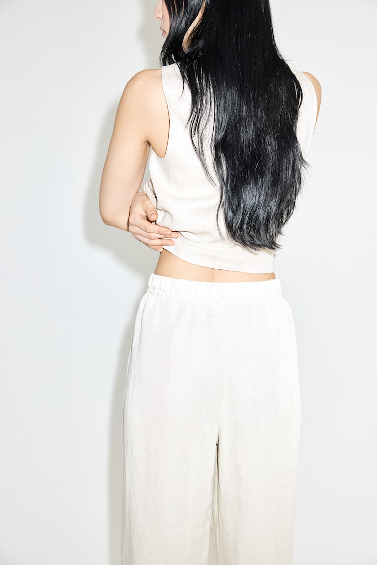 H&M Kordelzughose Aus Leinenmix