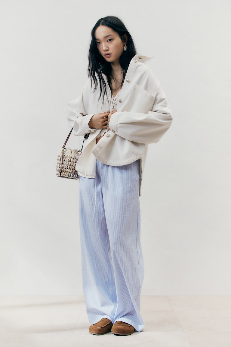 H&M Kordelzughose Aus Seersucker