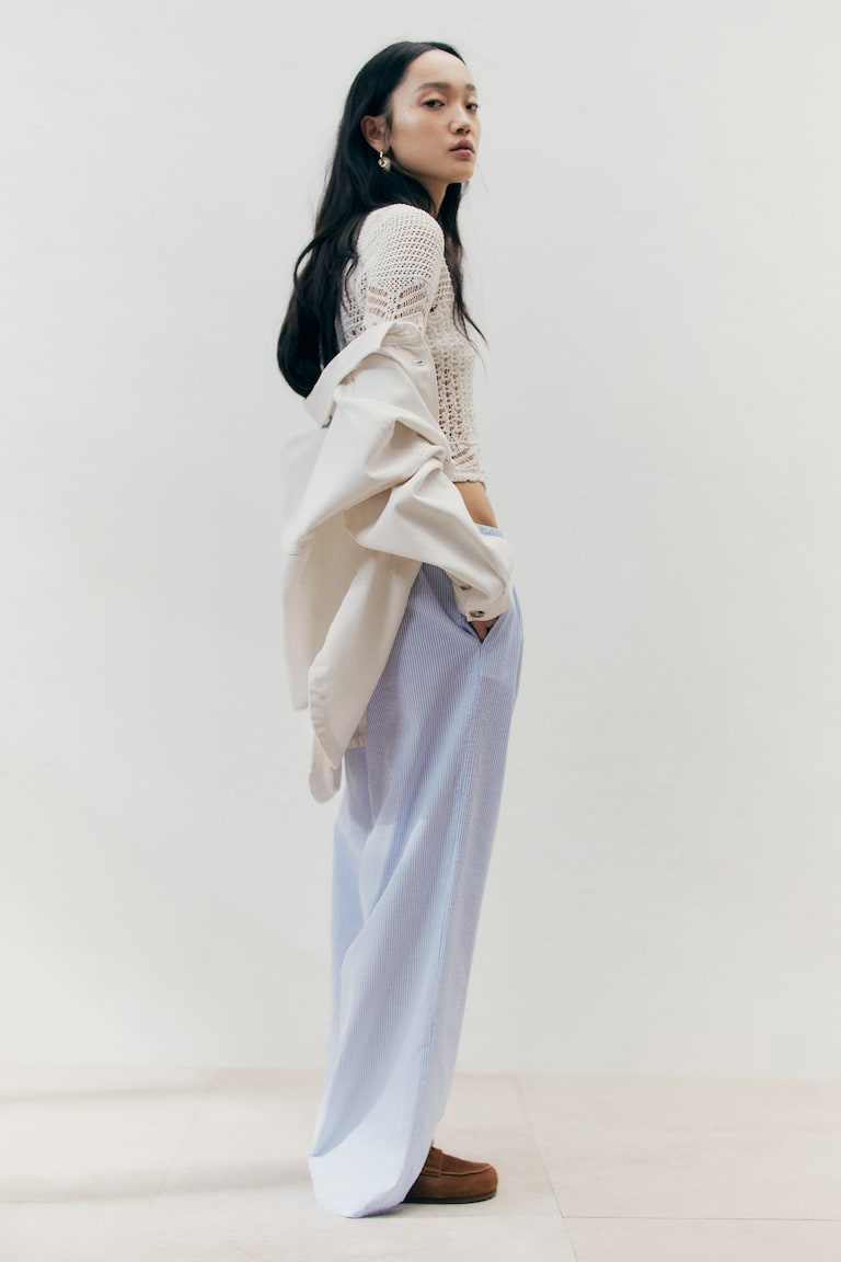 H&M Kordelzughose Aus Seersucker