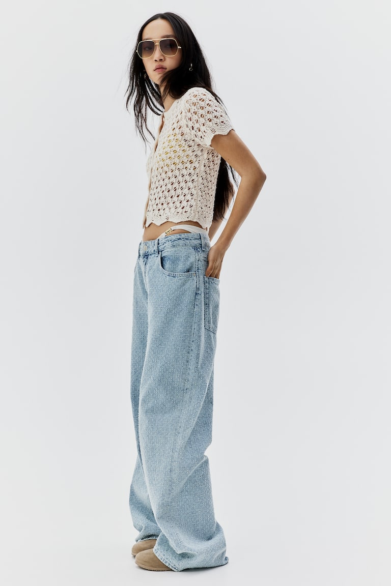 H&M Kurzarm-Cardigan In Ajourstrick