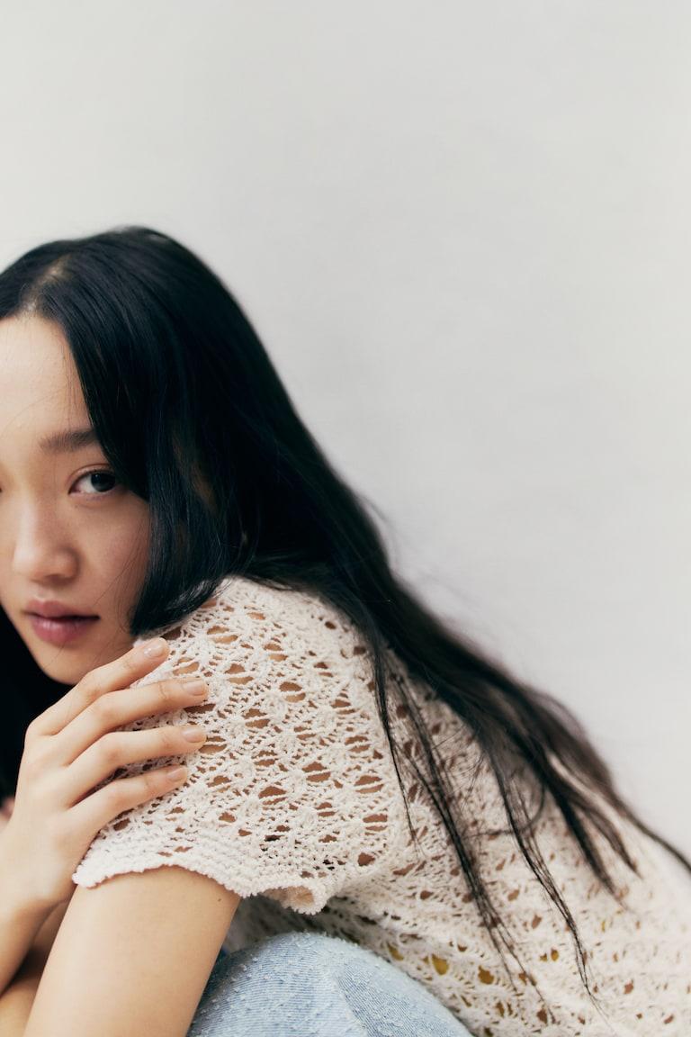 H&M Kurzarm-Cardigan In Ajourstrick