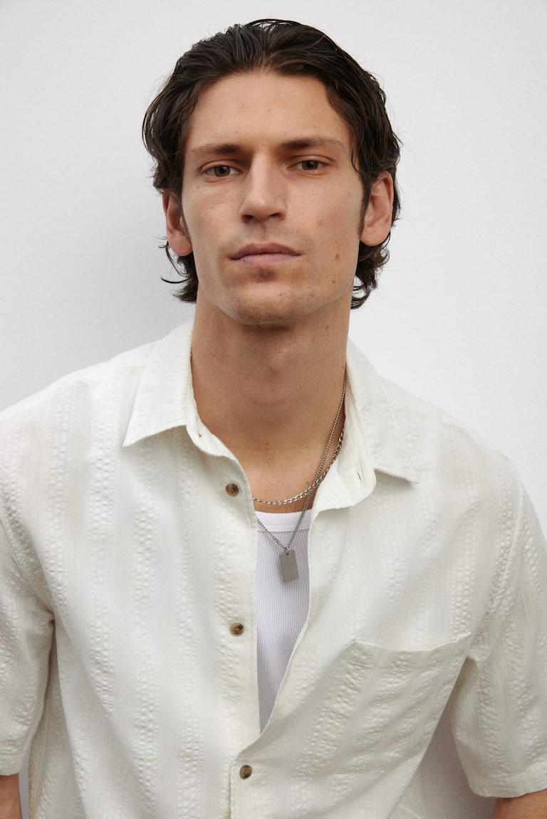 H&M Kurzarmhemd Mit Struktur In Regular Fit