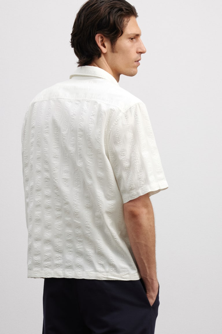 H&M Kurzarmhemd Mit Struktur In Regular Fit