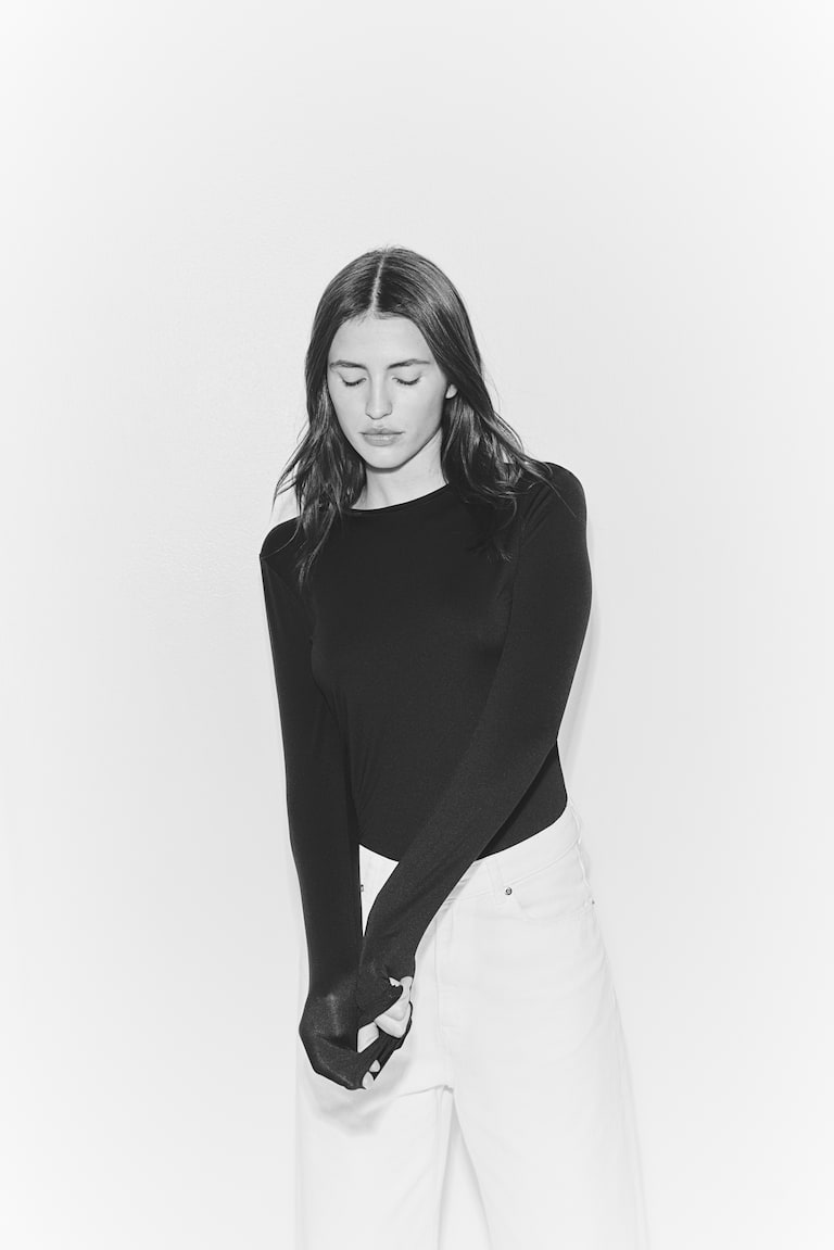 H&M Langarmshirt Aus Mikrofaser