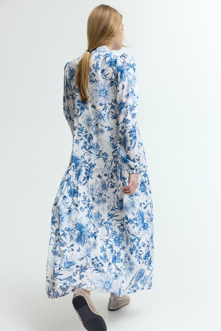 H&M Langes Kleid Mit Puffärmeln