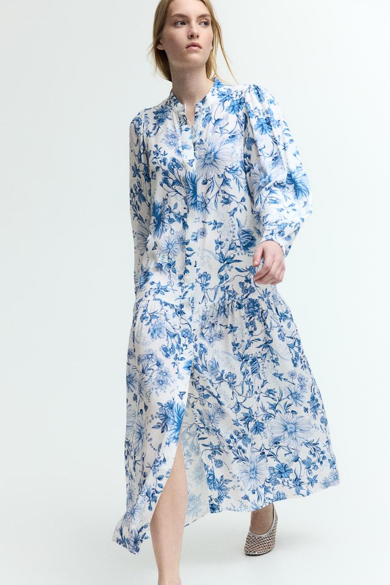 H&M Langes Kleid Mit Puffärmeln