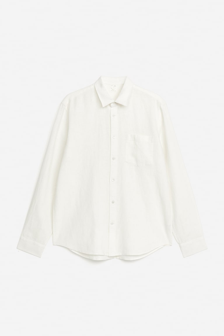 H&M Leinenhemd Mit Normaler Passform
