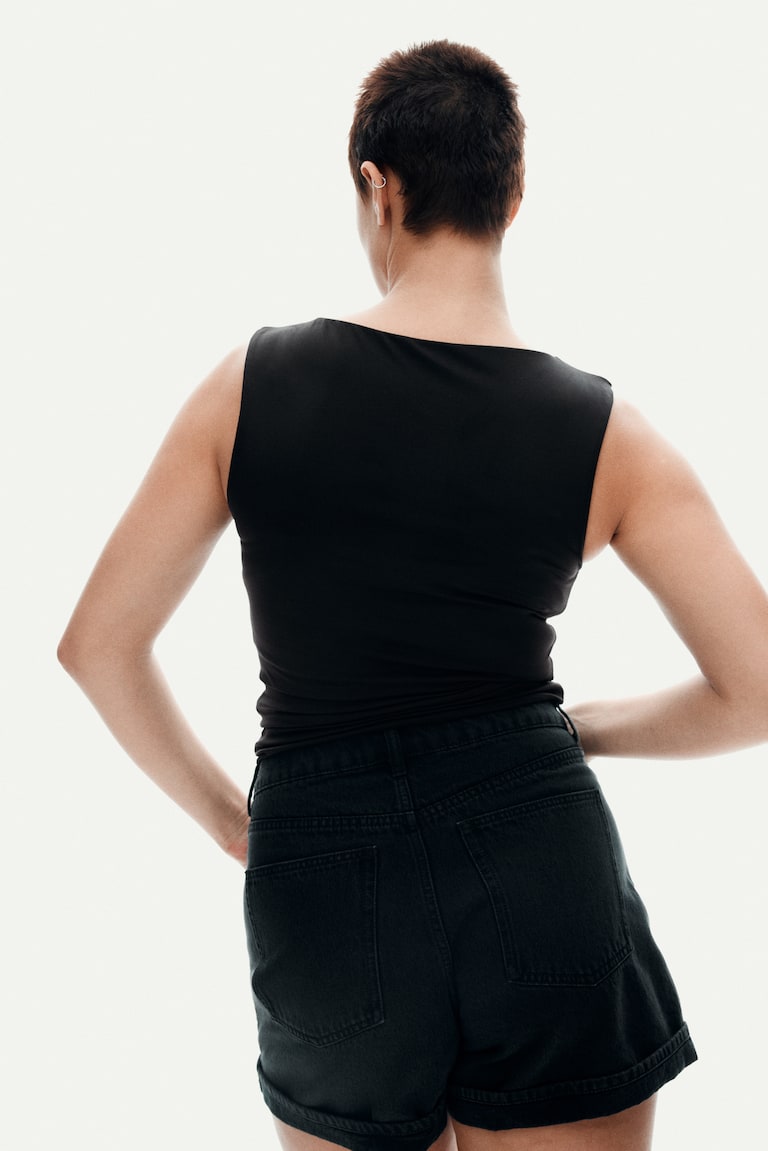 H&M Mikrofaser-Top Mit U-Boot-Ausschnitt