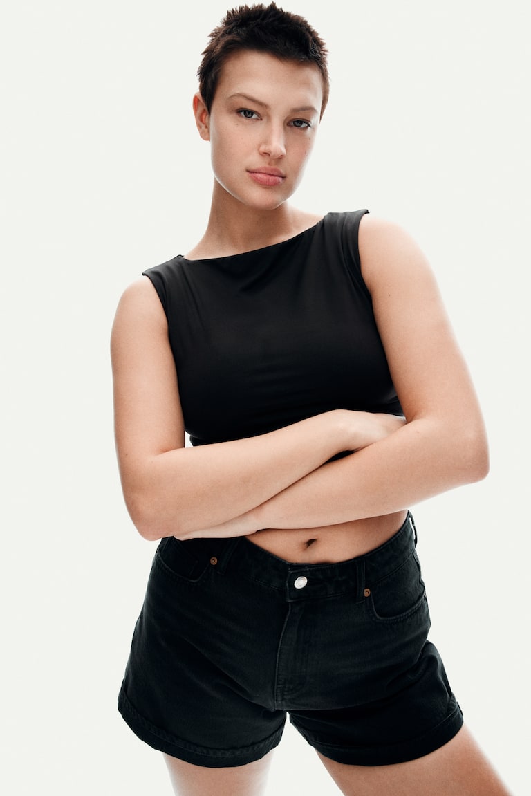 H&M Mikrofaser-Top mit U-Boot-Ausschnitt