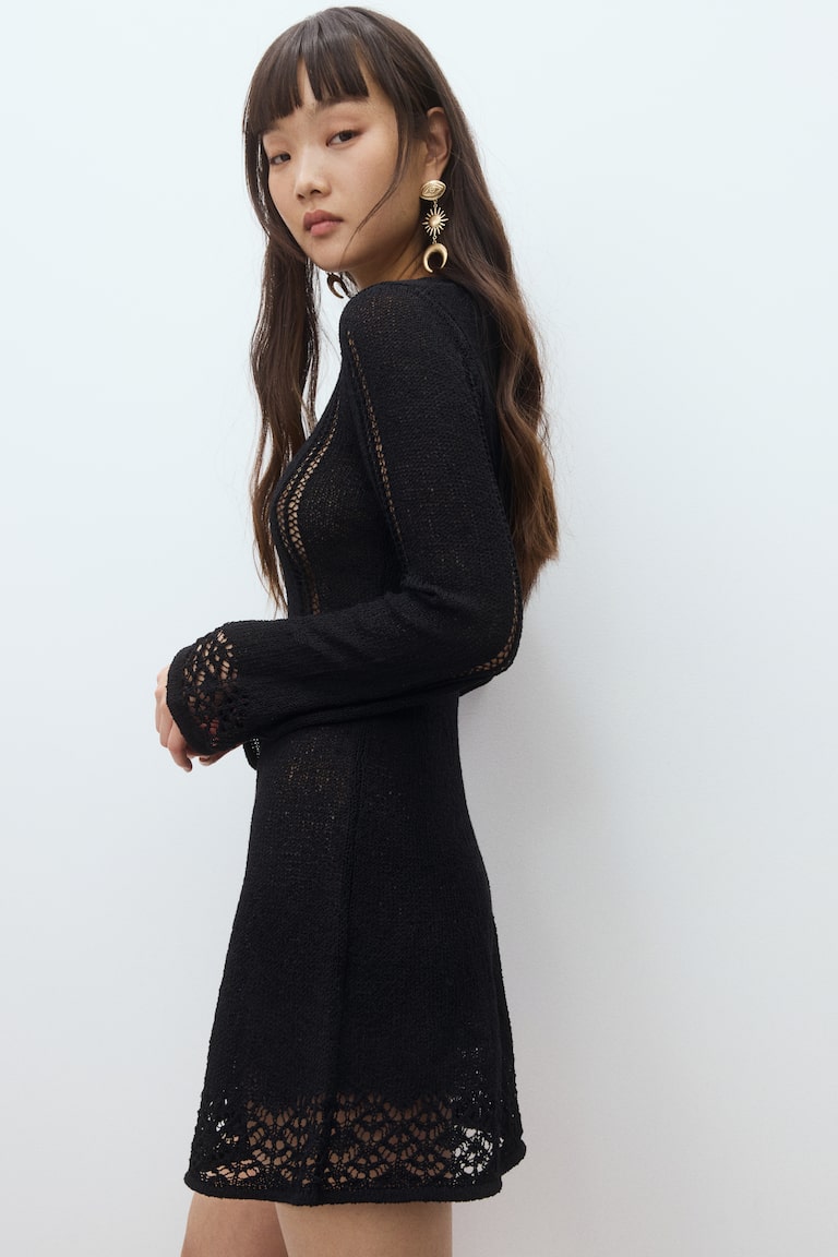 H&M Minikleid In Ajourstrick