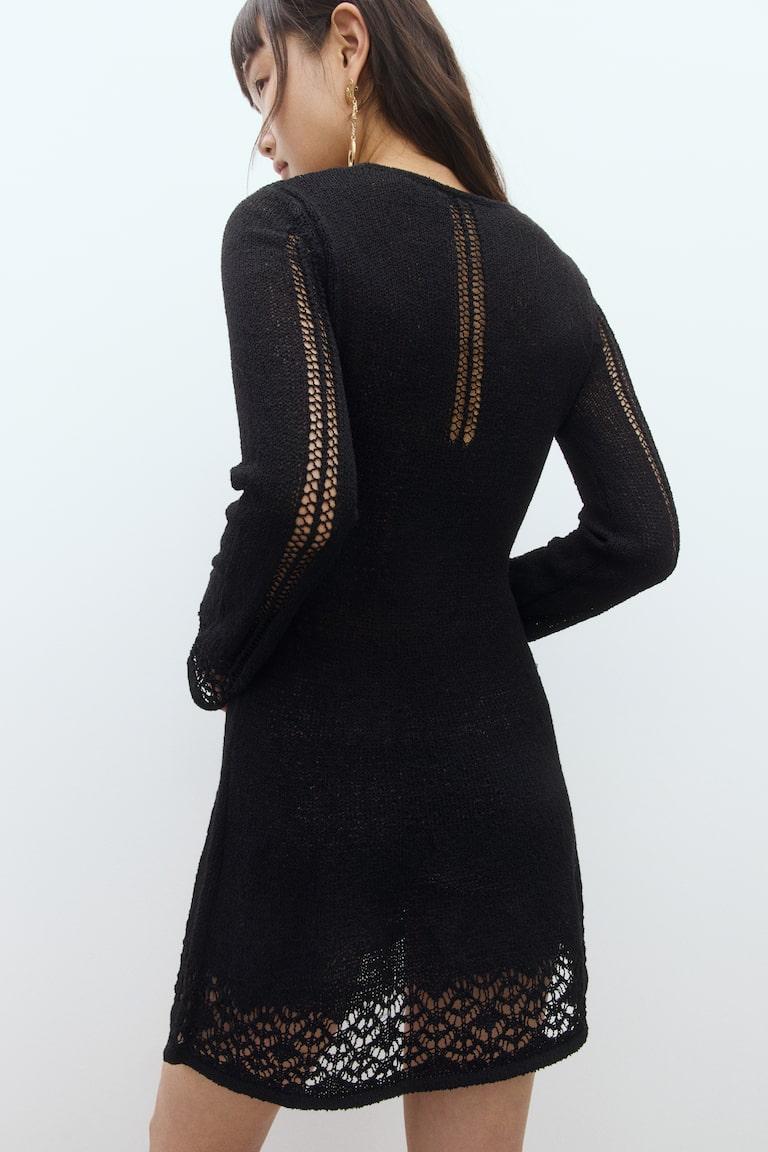 H&M Minikleid In Ajourstrick