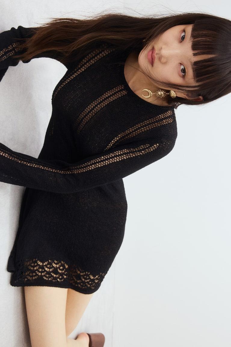 H&M Minikleid in Ajourstrick