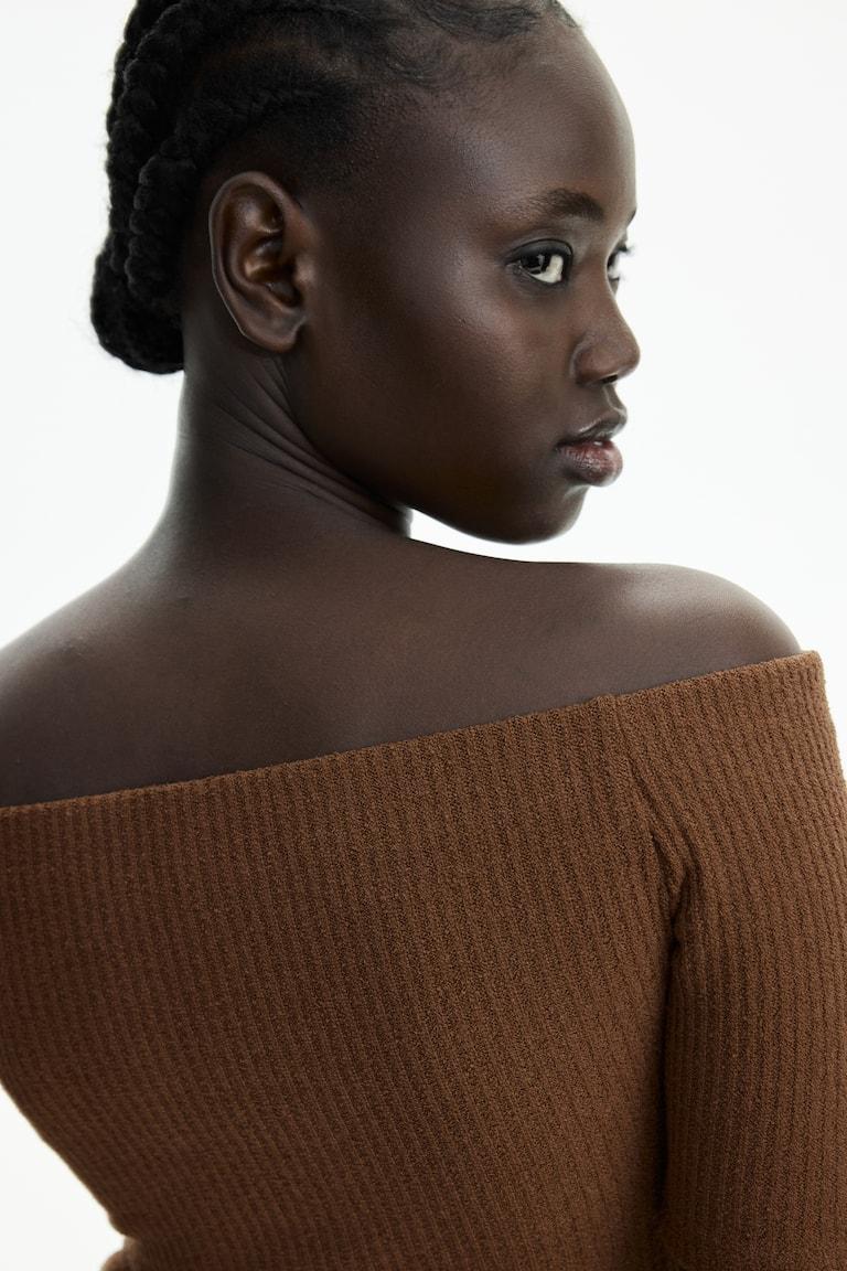 H&M Off-Shoulder-Shirt In Rippstrick