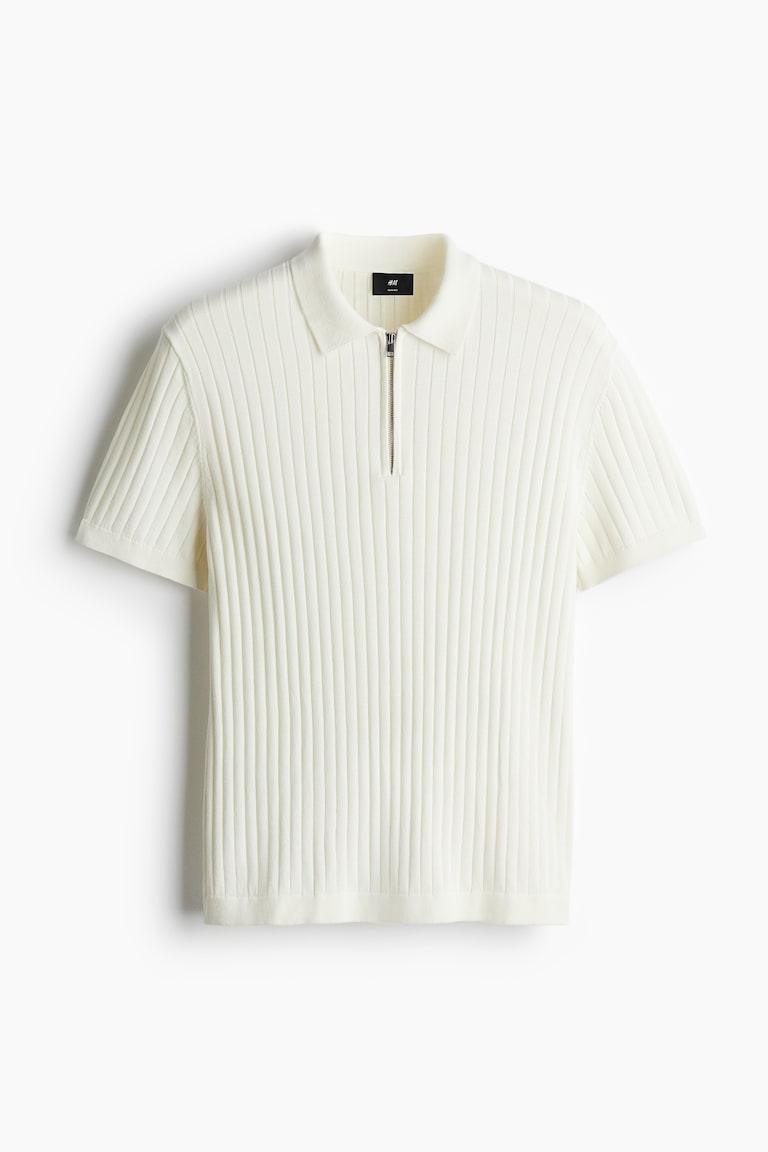 H&M Poloshirt Aus Rippstrick In Slim Fit