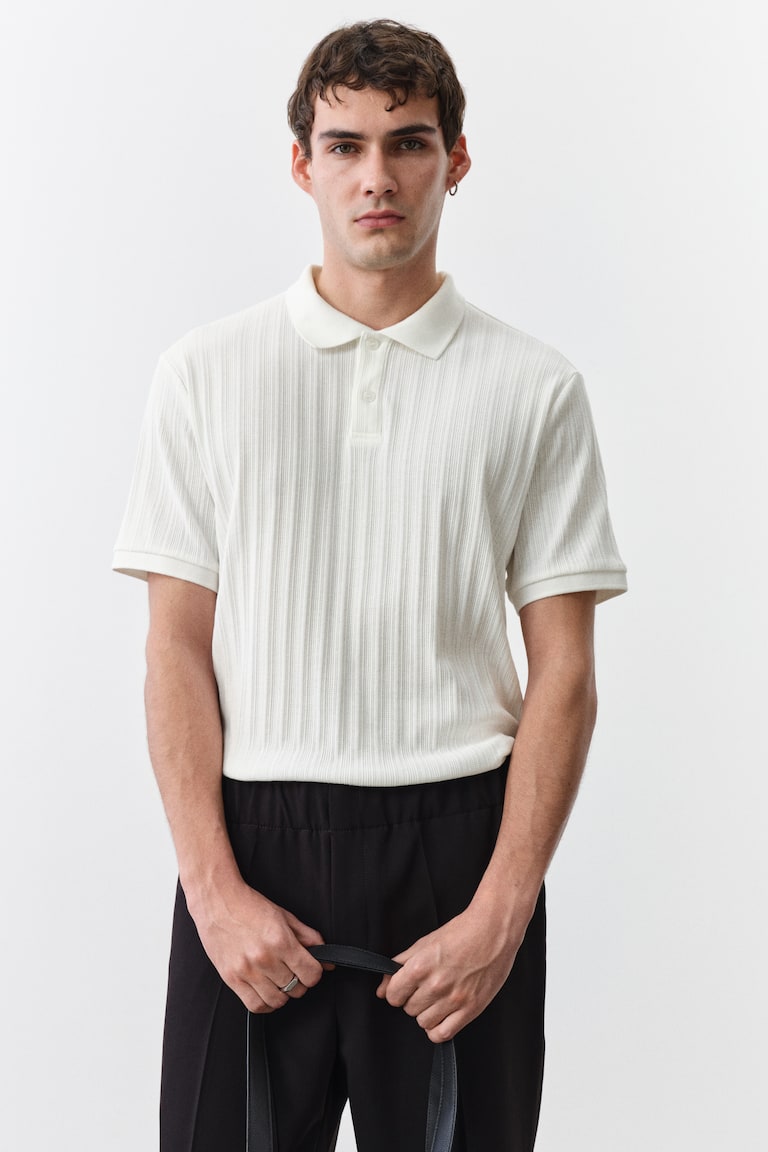 H&M Poloshirt Aus Strukturjersey In Slim Fit