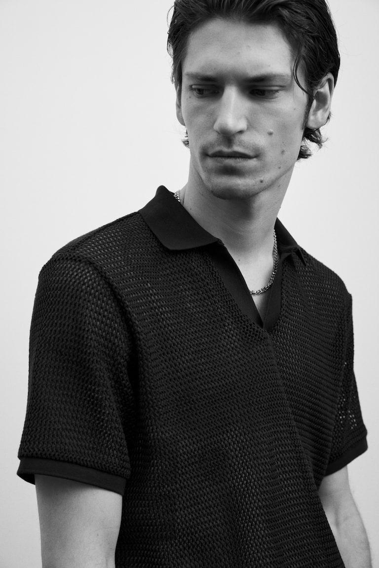 H&M Poloshirt in Ajourstrick Regular Fit