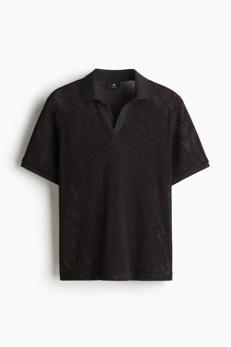 H&M Poloshirt In Ajourstrick Regular Fit