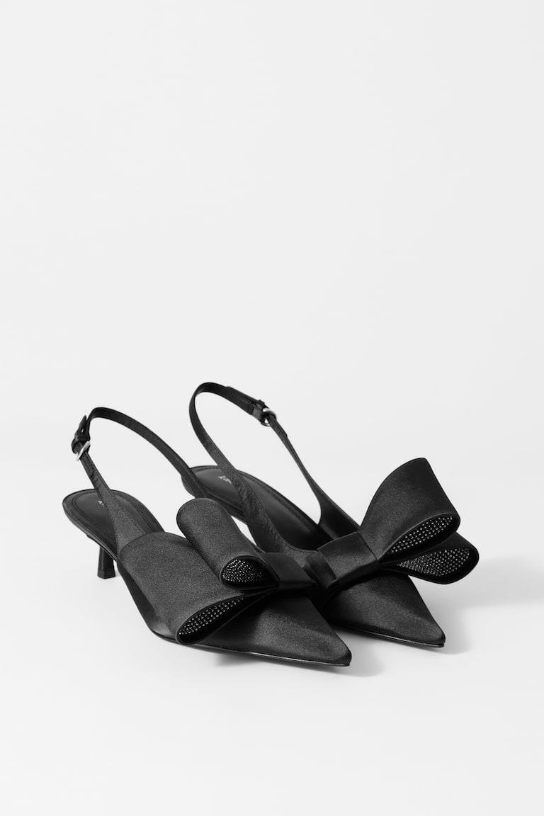 H&M Satin-Pumps Mit Schleifenverzierung