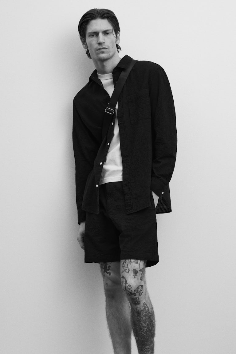 H&M Seersucker-Hemd In Loose Fit