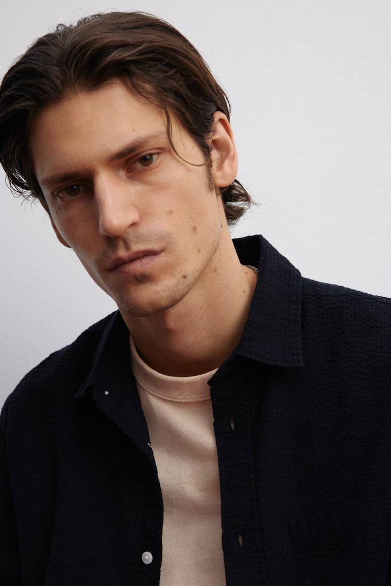 H&M Seersucker-Hemd In Loose Fit