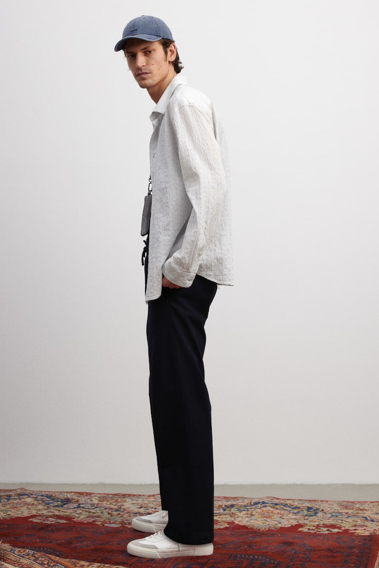 H&M Seersucker-Hose In Relaxed Fit