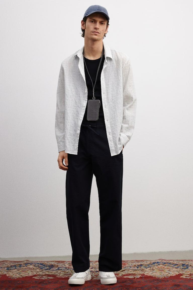 H&M Seersucker-Hose in Relaxed Fit