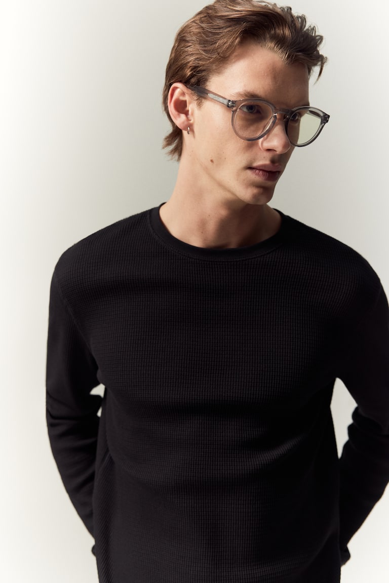 H&M Shirt Aus Waffeljersey In Slim Fit