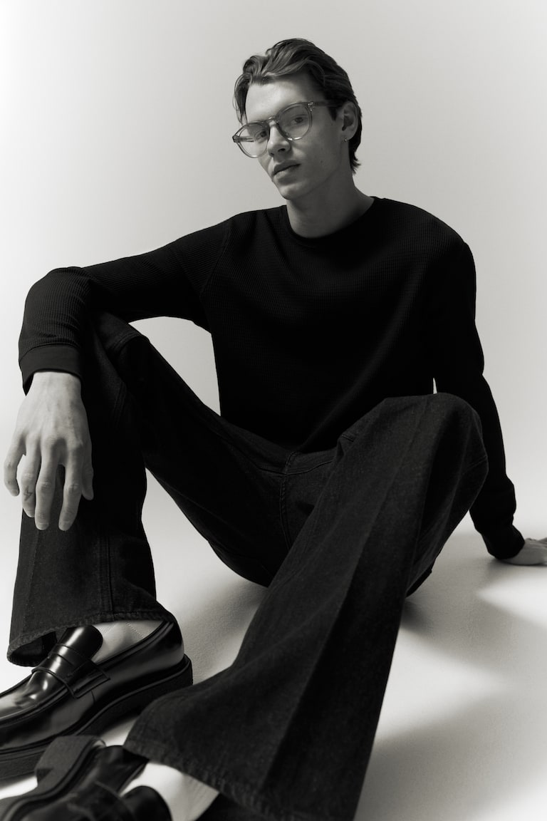 H&M Shirt Aus Waffeljersey In Slim Fit