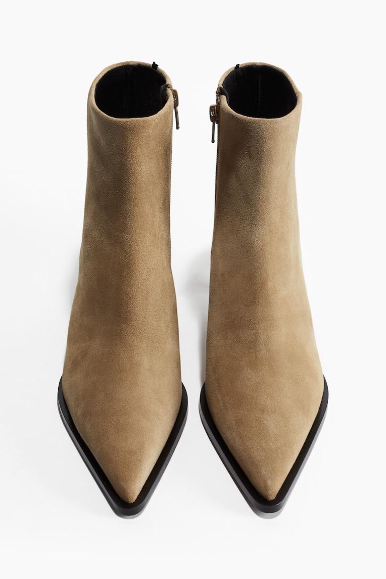 H&M Spitze Ankleboots Aus Veloursleder