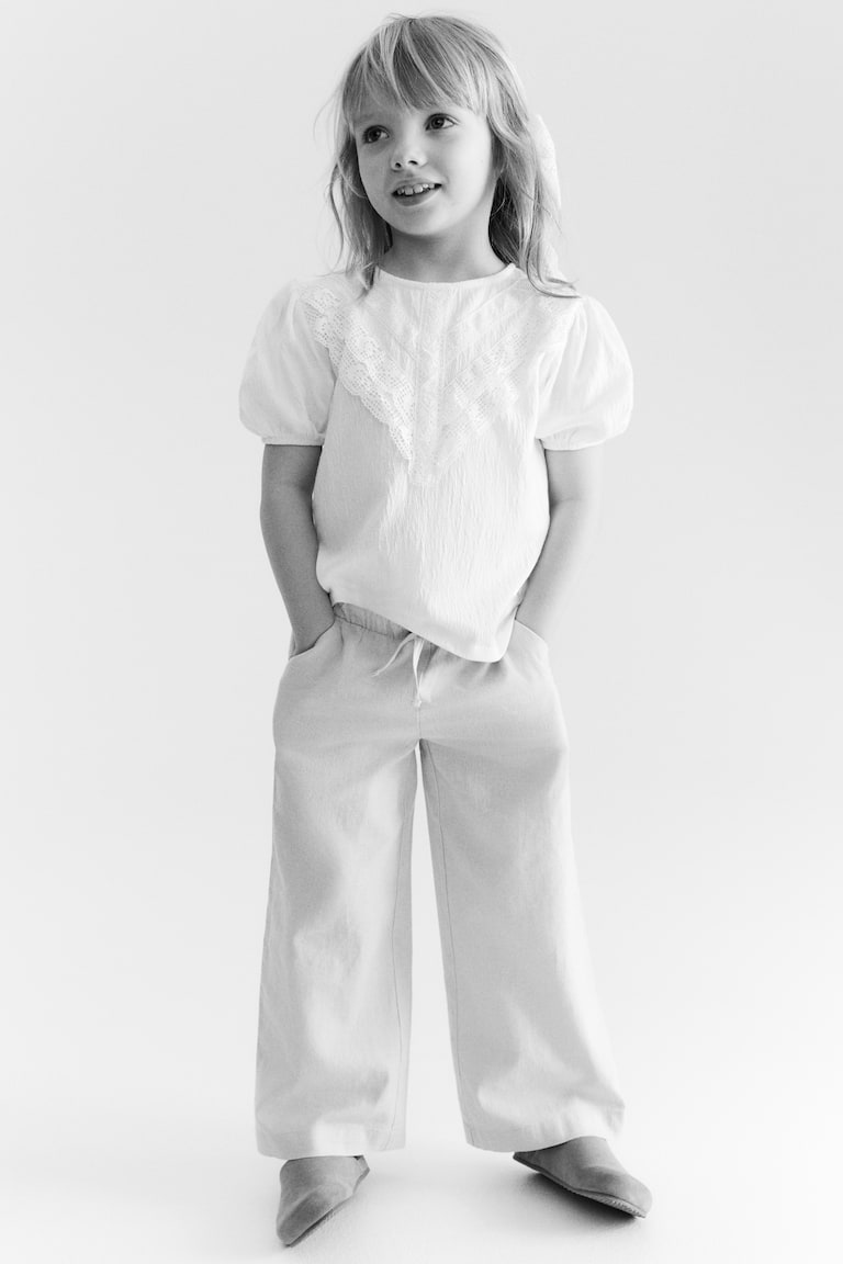 H&M Spitzenbluse Aus Baumwolle