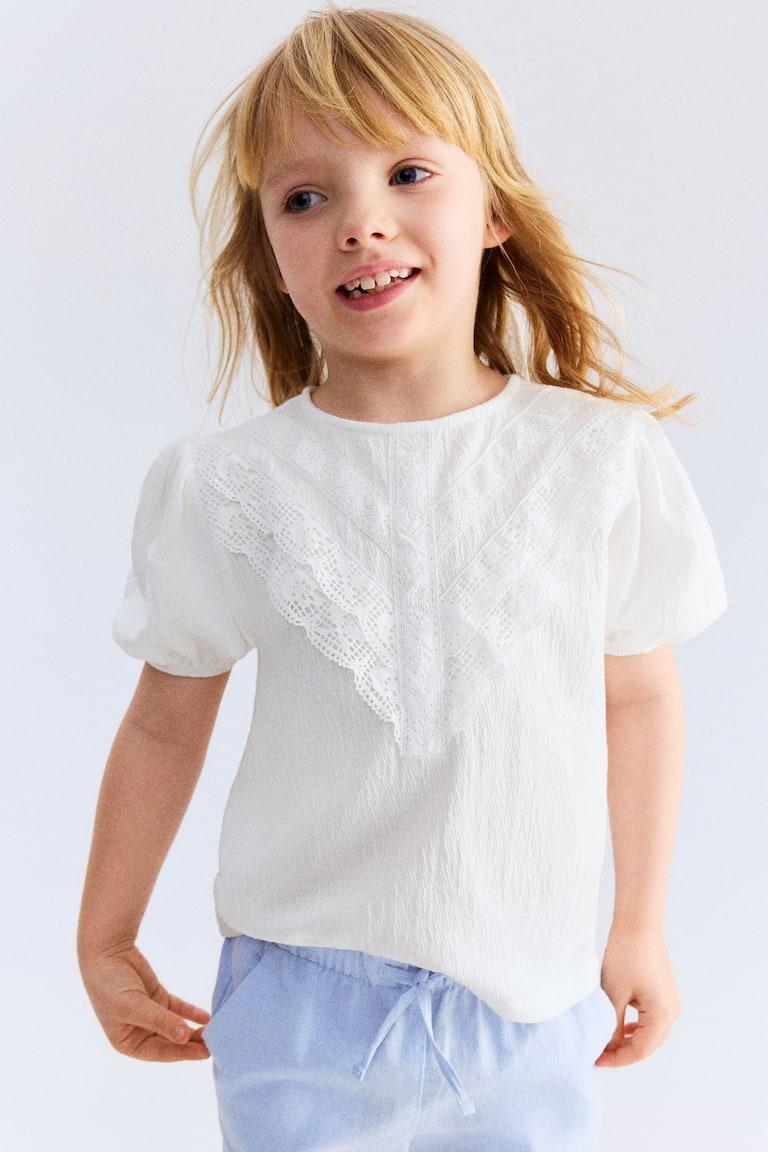 H&M Spitzenbluse Aus Baumwolle