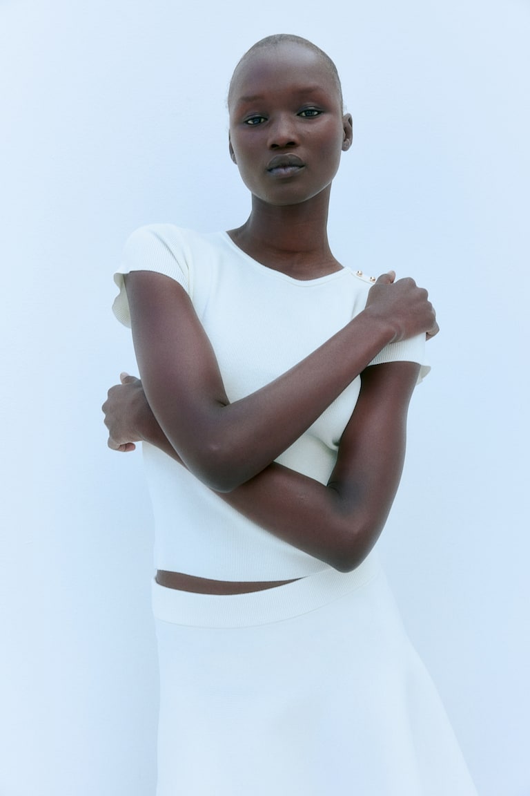 H&M T-Shirt Aus Feinstrick